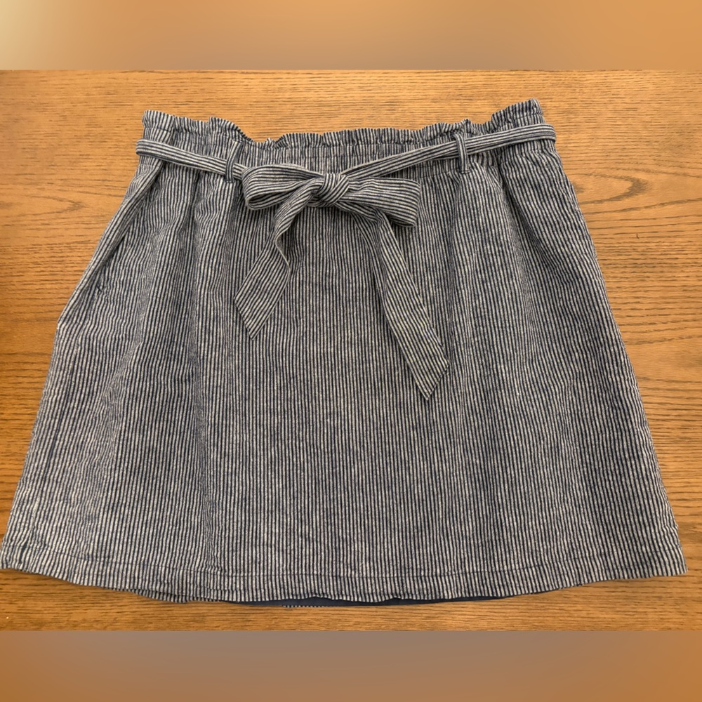 J. Crew Navy Striped Paper Bag Skirt